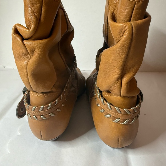 Nine West Tan Leather Slouchy Ankle Boots - Picture 4 of 8
